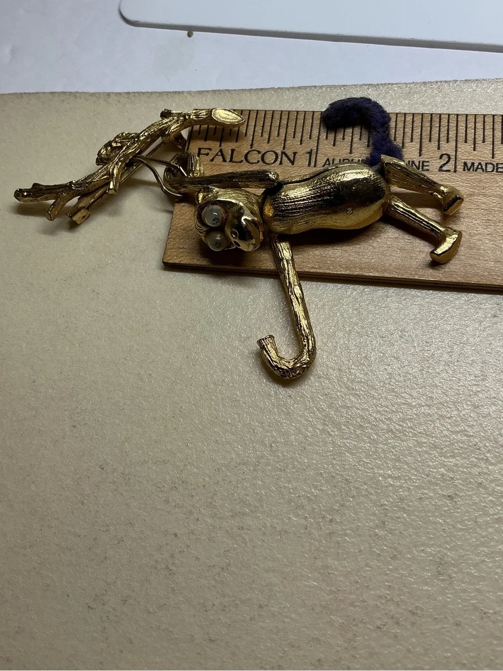 Vintage Adorable Pan Articulated Monkey Brooch